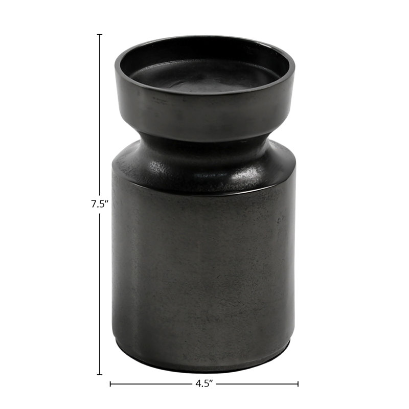Mattil Tall Aluminum Candle Holder, Deep Charcoal, 7.5" H x 4.5" W x 4.5" D