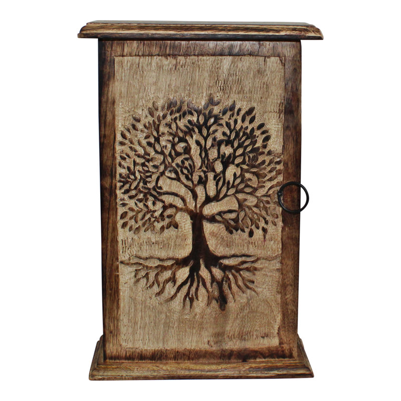 Solid Wood Wall Organizer with Key Hooks
