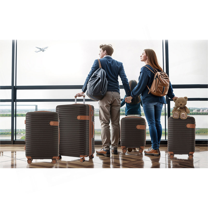 Ensemble de valises 4 pièces, valise rigide extensible en ABS avec 4 cubes de rangement, serrure TSA, roulettes pour hommes femmes (16/20/24/28)