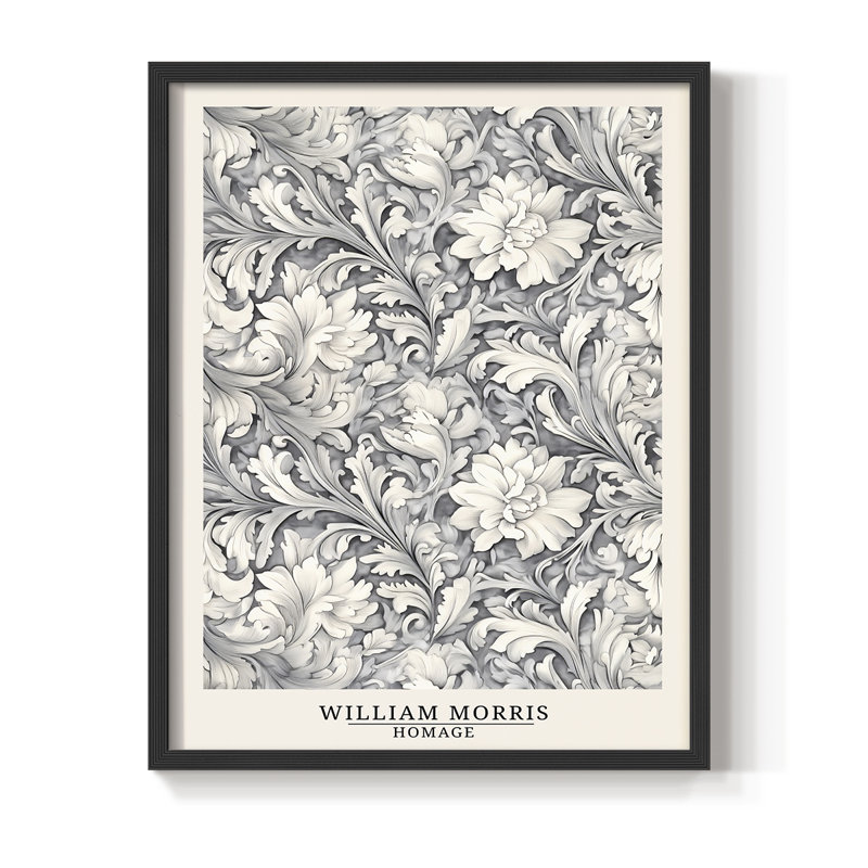 WM MORRIS Series DCCXLV Framed Print - Solid Wood, Black, 15" H x 12" W