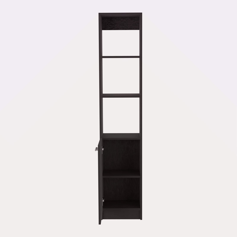 Armoire à linge Emmett, deux tablettes intérieures, Noir