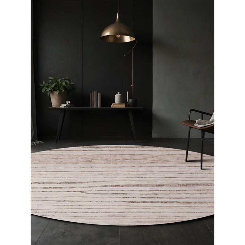 Machine Washable Gray Area Rug, Round 5'