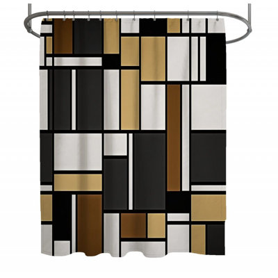 Rideau de douche Mondrian - Décoration géométrique de salle de bain