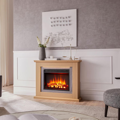 FLAMME Evora Electric Fireplace with surround 2kW Fireplace Heater White Multiple Colours Available