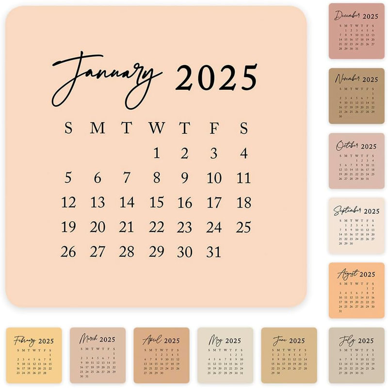 Mini assortiment d'étiquettes de planificateur 24 mois pour 2025 12 pour 2026, Brun clair et noir