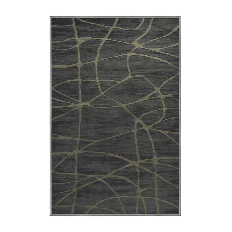 Machine Washable Abstract Gray Area Rug, Rectangle 2' x 3'