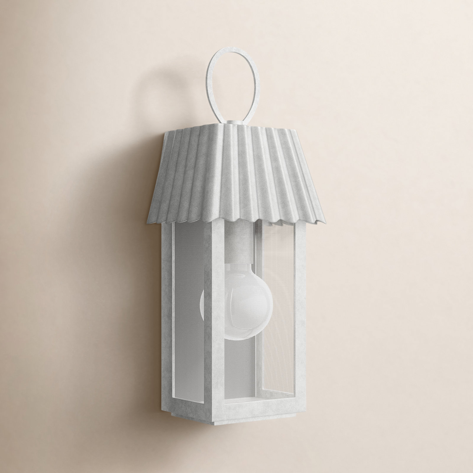 Godin Outdoor Wall Lantern, Galvanized, 16.50" H x 6.25" W x 5.25" D