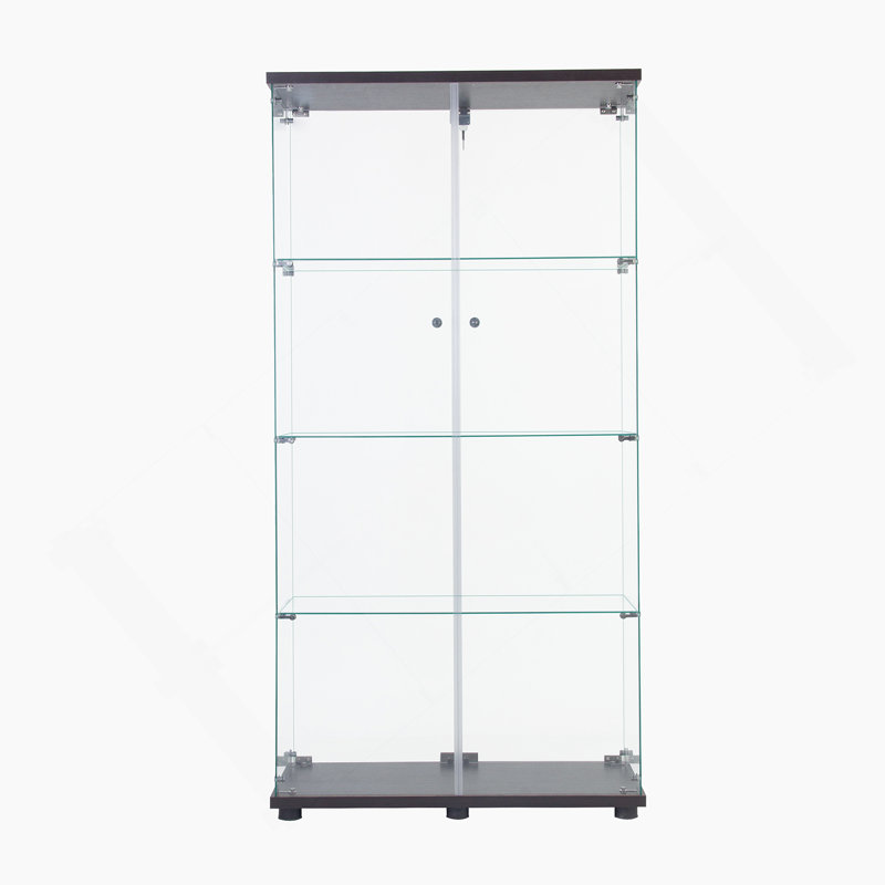 Vitrine vitrée à deux portes avec 4 tablettes, noir