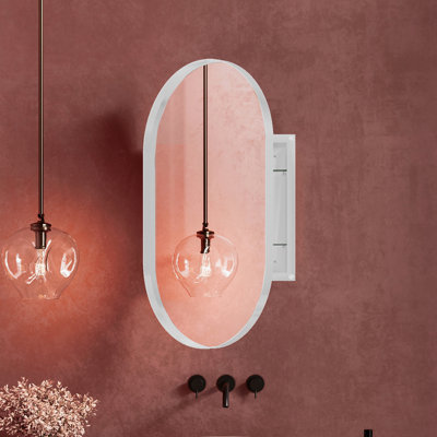 Recessed Metal Framed Medicine Cabinet With Mirror