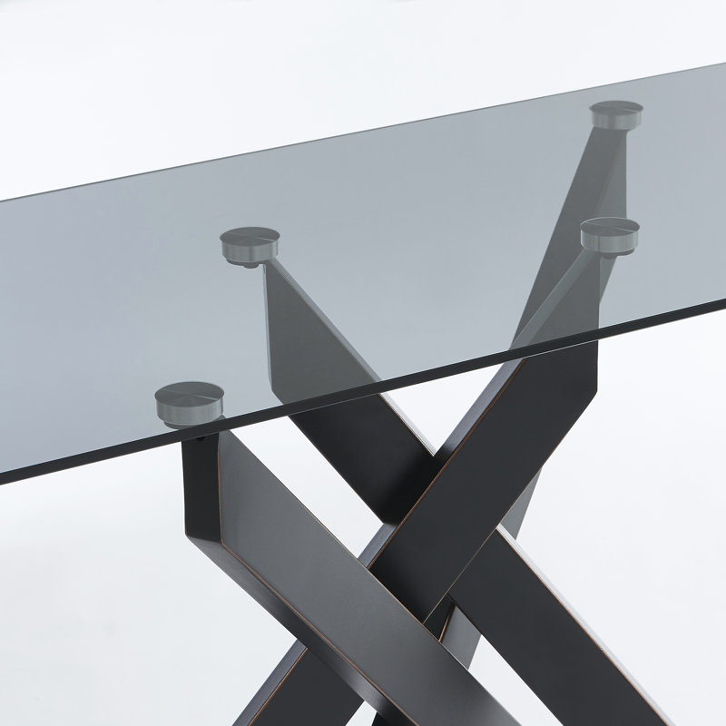 45.3'' Glass Top Console Table, Black