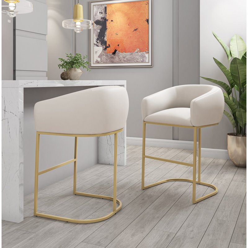 Tabouret de bar et de comptoir Louvre, Tabouret de bar (assise de 30 po de hauteur), Crème