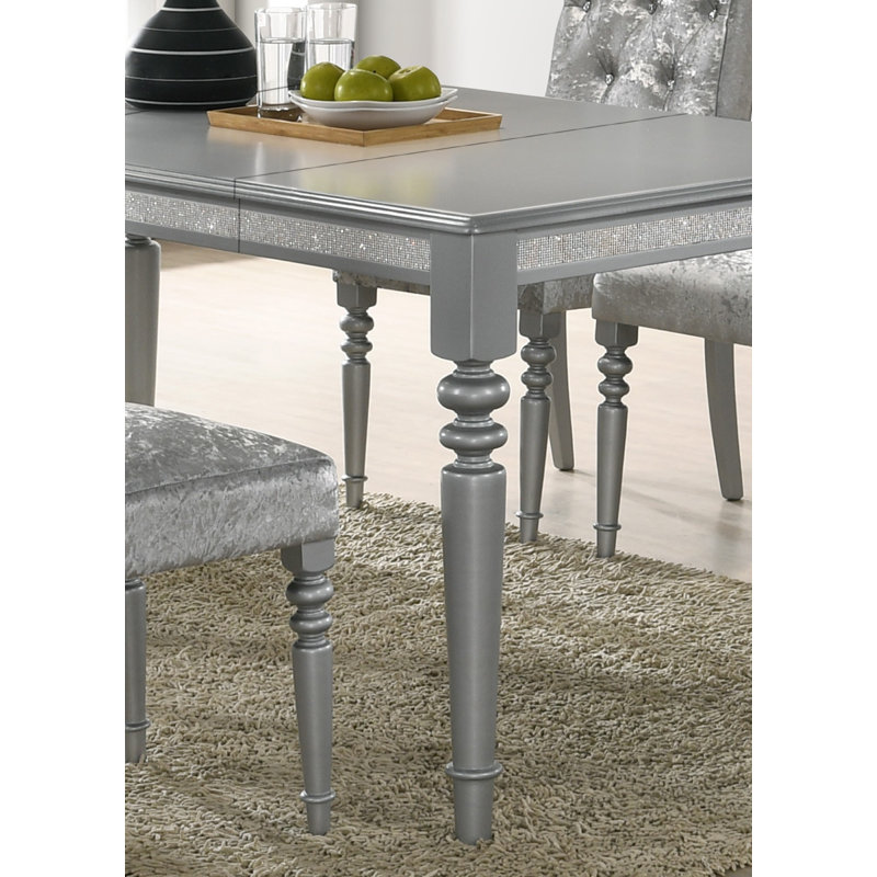 Madigan Solid Wood Base Dining Table, Silver