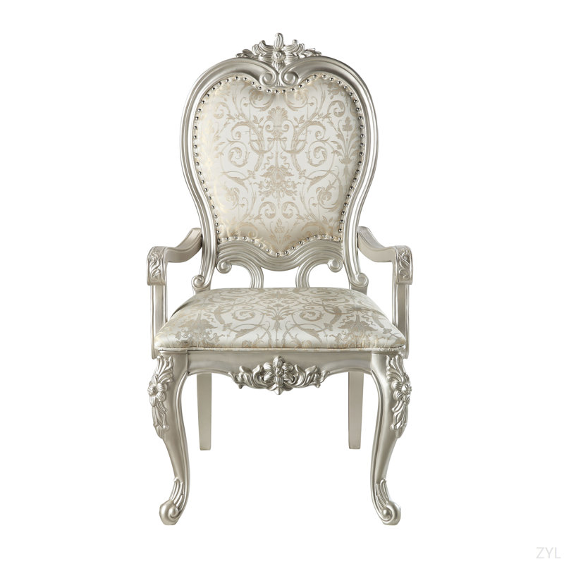 Chaise avec accoudoirs en tissu et champagne (ensemble de 2)