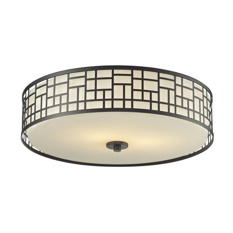 Barika Glass Flush Mount, Chrome, 6.5" H x 20.5" W