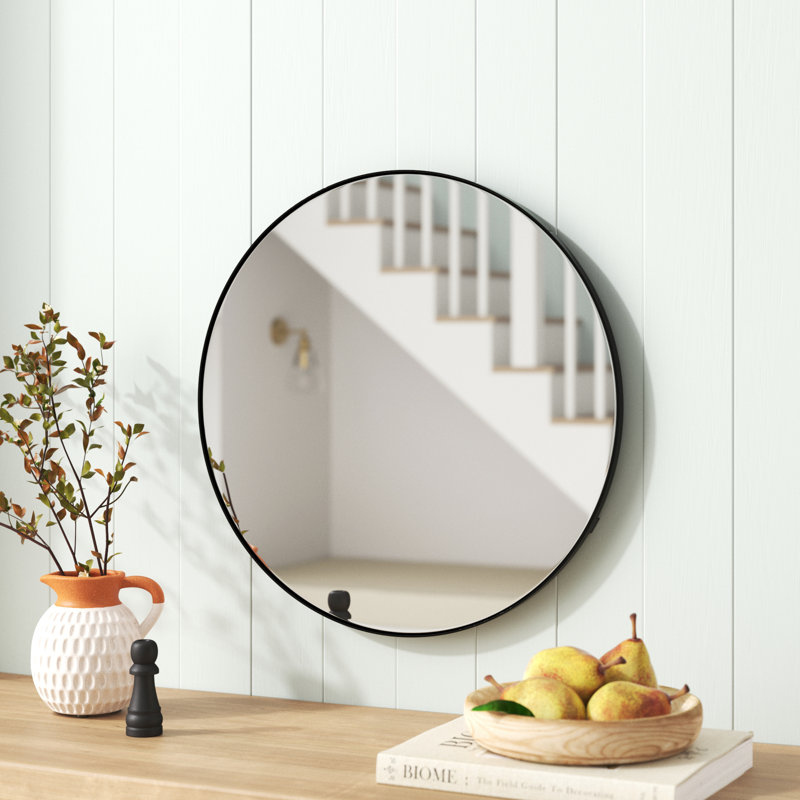Iker Metal Flat Mirror, 22.5" x 22.5", Black