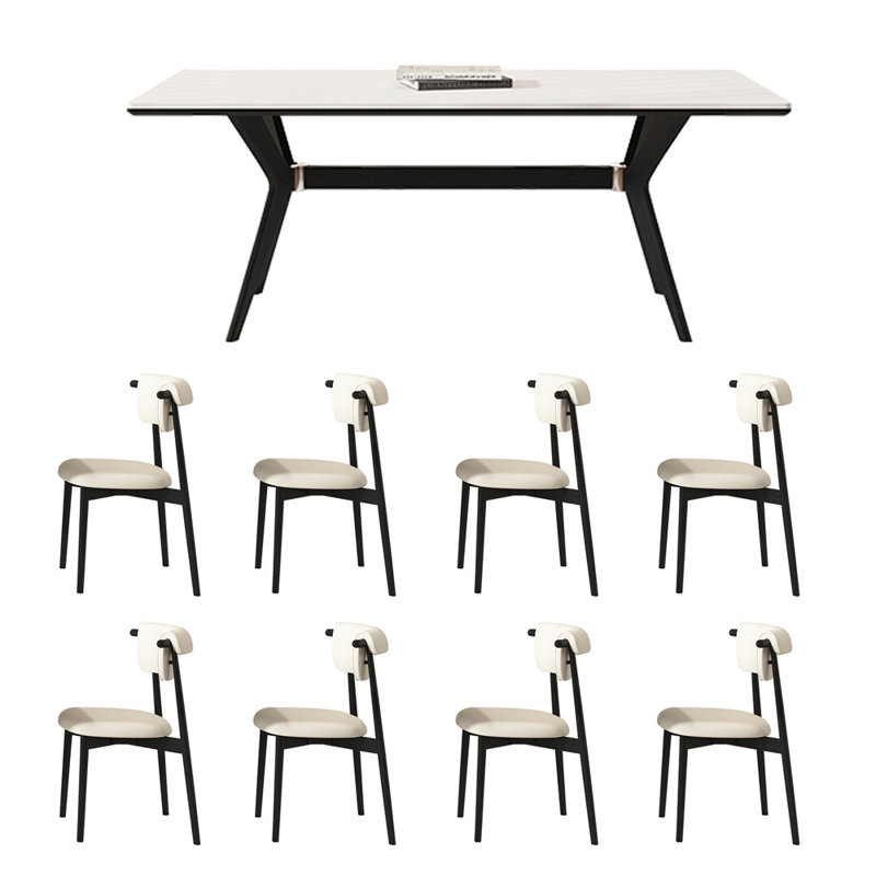 Contemporary Ash Wood Dining Set with Chairs
