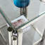 Table de bout carrée 20 pouces, table de bout moderne en acier inoxydable, table basse en verre trempé transparent double couche, table d'appoint avec rangement, pour le bureau à domicile