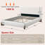 Base de lit grand format Cloud, lit plateforme tapissier blanc avec tête de lit souple, pieds en bois massif, aucun sommier requis, assemblage facile-130530457-130530458