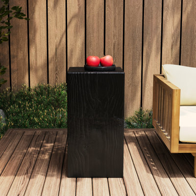 Table de bout noire en bois, taille 27,68 po, fonction intérieure / extérieure, couleur moderne, haut, aspect boisé vieilli, fonction
