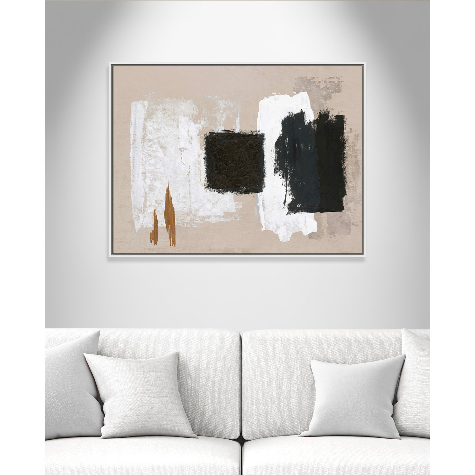 Imone "Golden Slate" Painting, 31.5" H x 41.5" W, White