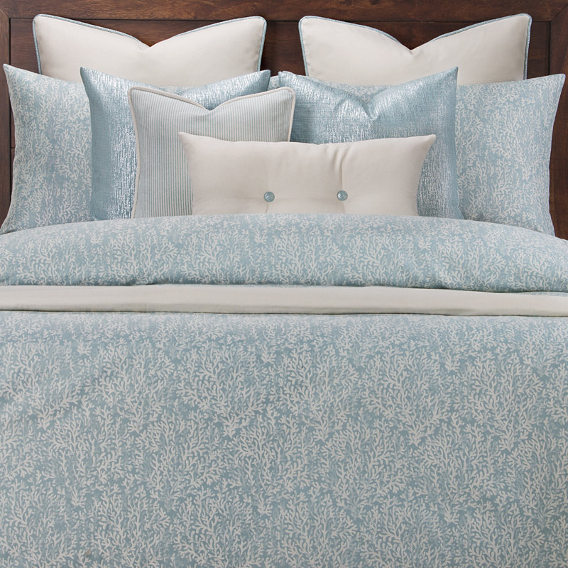 Liza Coastal Polyester Toile Duvet Cover, Twin