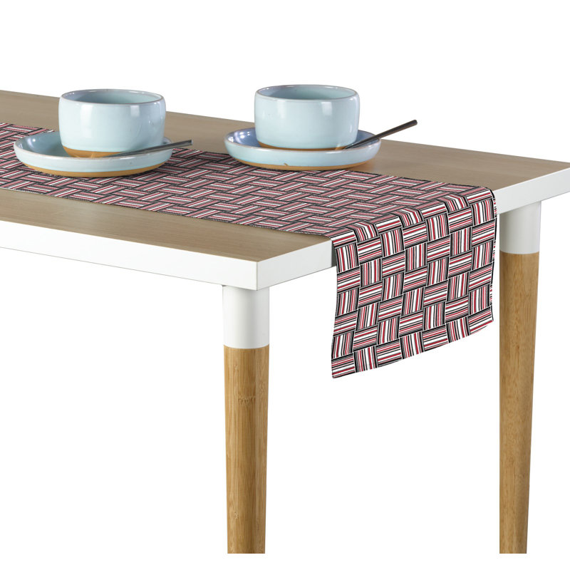 Flickinger Basket Weave Milliken Signature Table Runner, 108" L x 14" W, Red