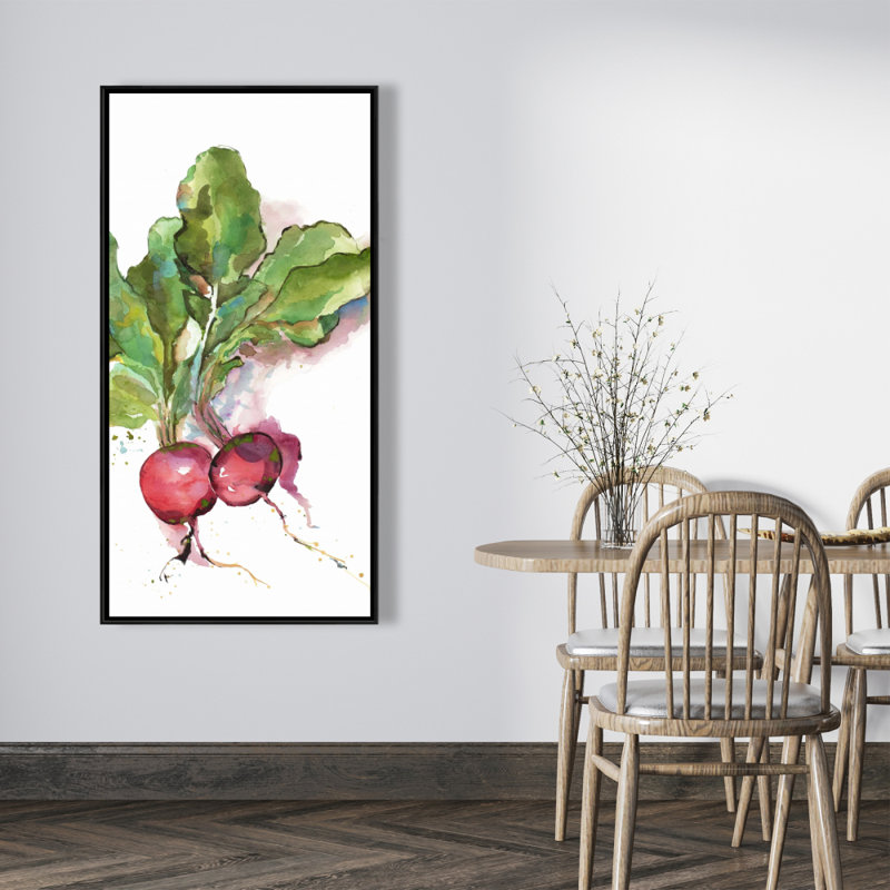 Watercolor radish - 24"x48" Framed canvas