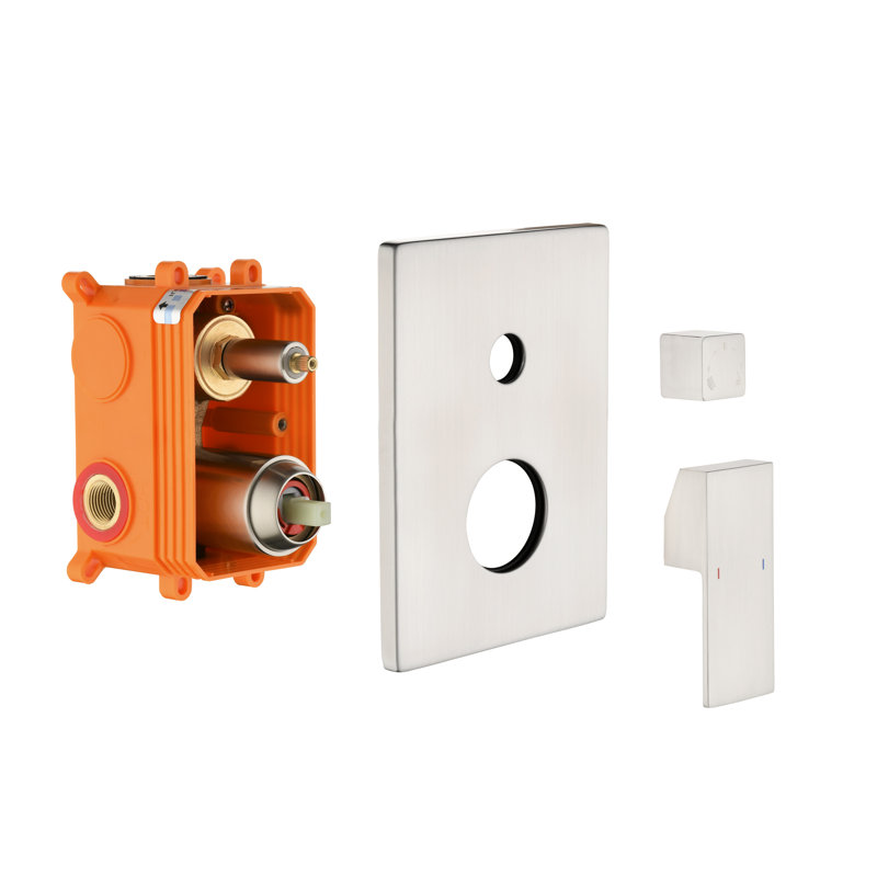 Robinet de douche thermostatique en laiton massif - 3 voies, équilibrage, 2 entrées, fini nickel brossé, sorties 1/2".