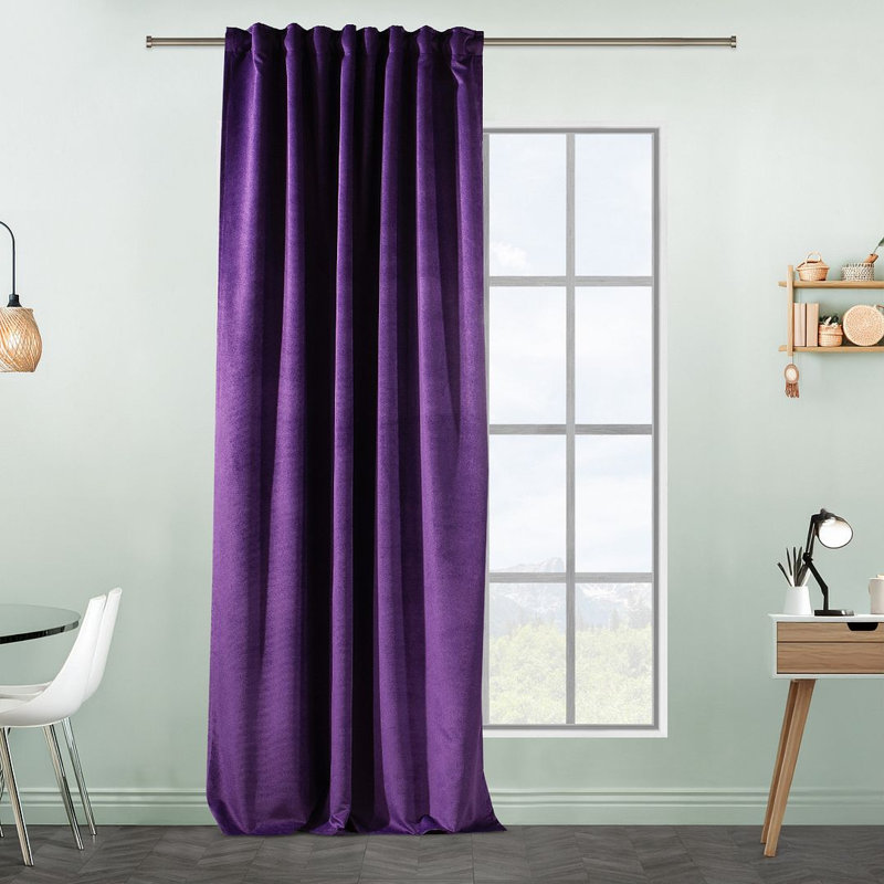 Extra Long & Extra Wide Matte Velvet Curtain Panel, 280cm Width x 450cm Drop, 49 REBECCA PURPLE