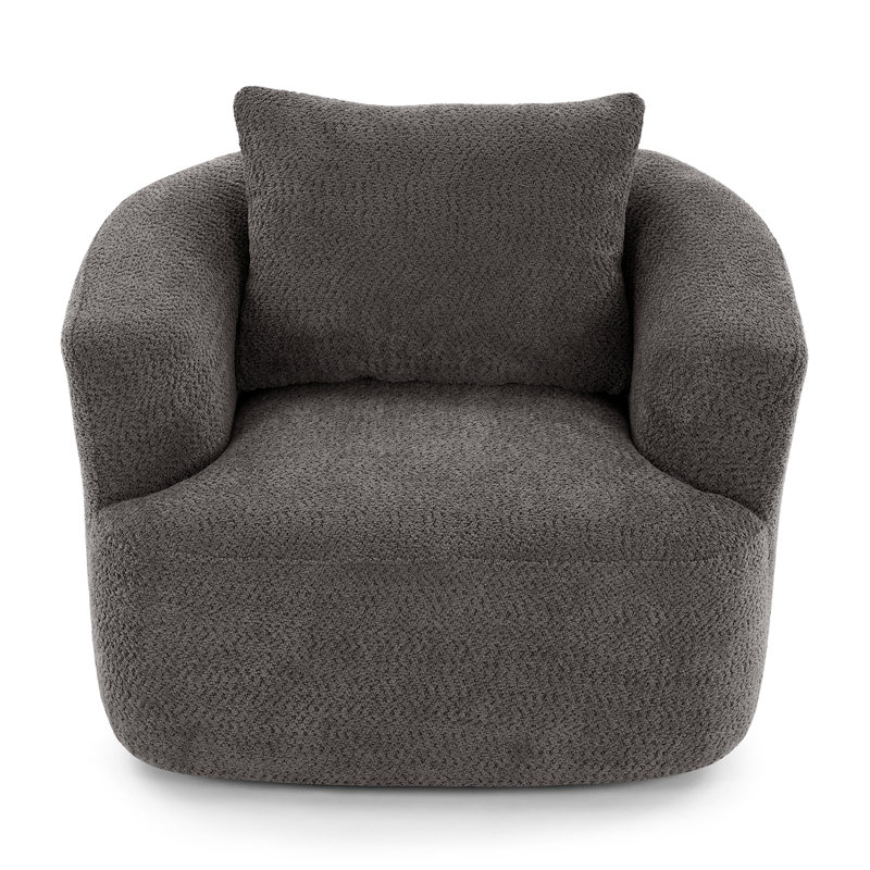 360° Compression Swivel  Accent Chair Sofa, Upholstered Swivel Barrel Sofa Chair With A Throw Pillow For Living Room, Bedroom, Office And Hotel