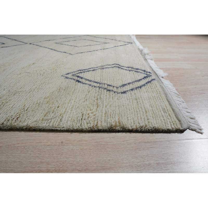 Hand Knotted Wool Geometric Area Rug, 8' x 10'