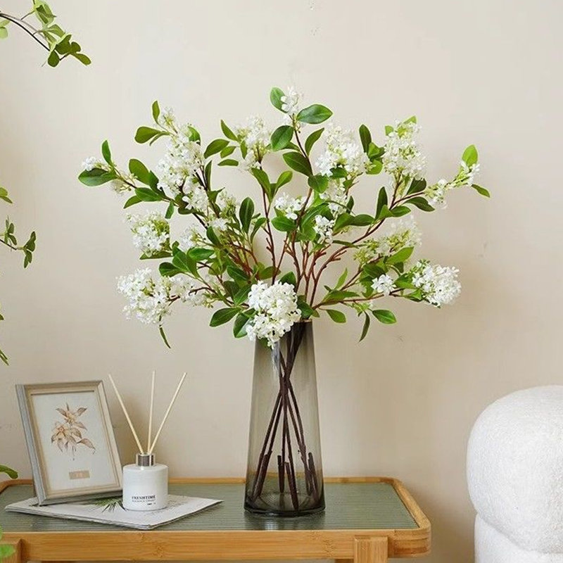 5 pièces de bouquets d'osmanthus artificiels, 30 pouces de long, fleurs d'osmanthus simulées pour le jardin, Blanc