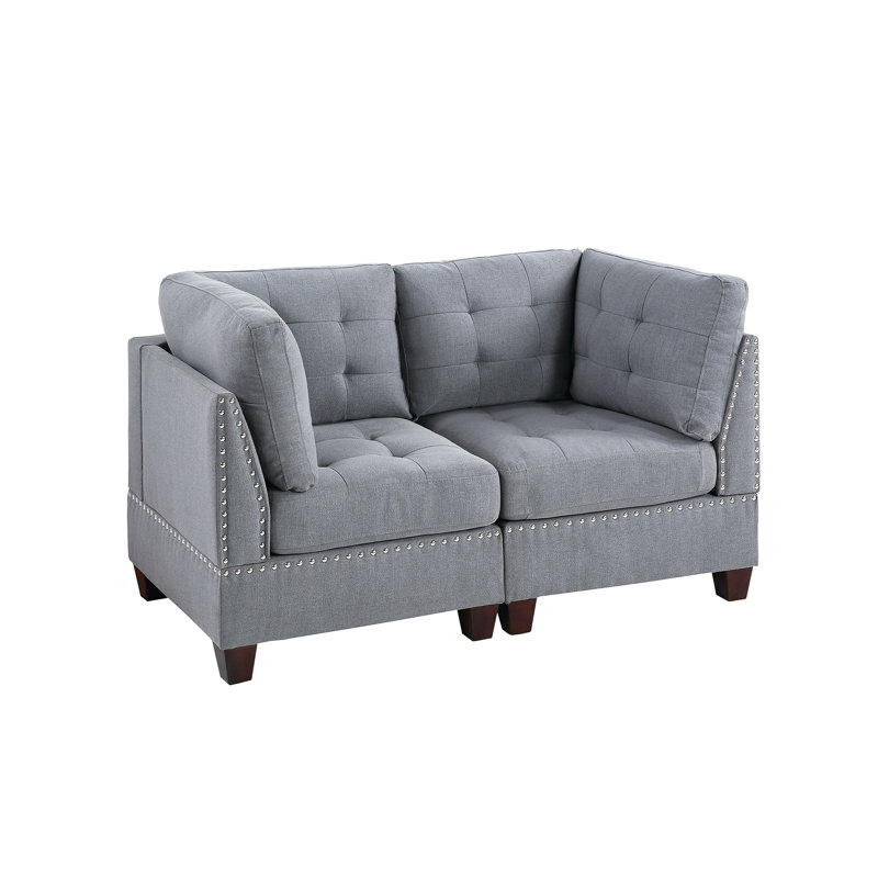 Fauteuil modulaire gris 2 pièces H 32 po x 32 po x H 35 po avec structure en bois
