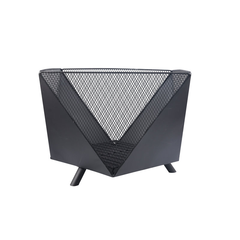 Roquemore Square Iron Smokeless Fire Pit, Black