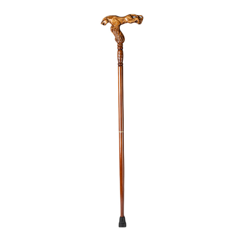 Hand Carved Wooden Walking Cane With Ergonomic Handle And Rubber Tip For Men And Women - Fashionable Unique Walking Stick For Seniors - 37 Inch (Leopard)