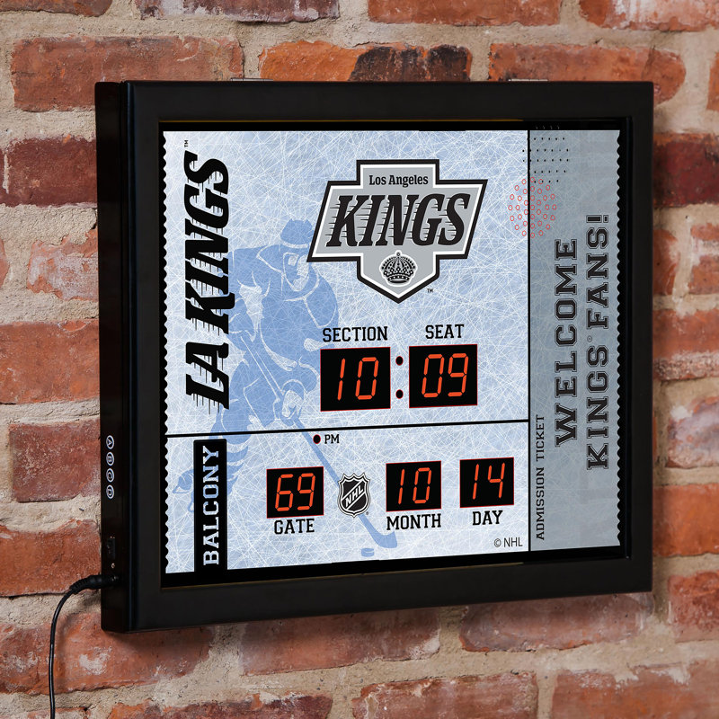 Horloge murale Los Angeles Kings, Blanc / noir / gris, Sport Team Los Angeles Kings