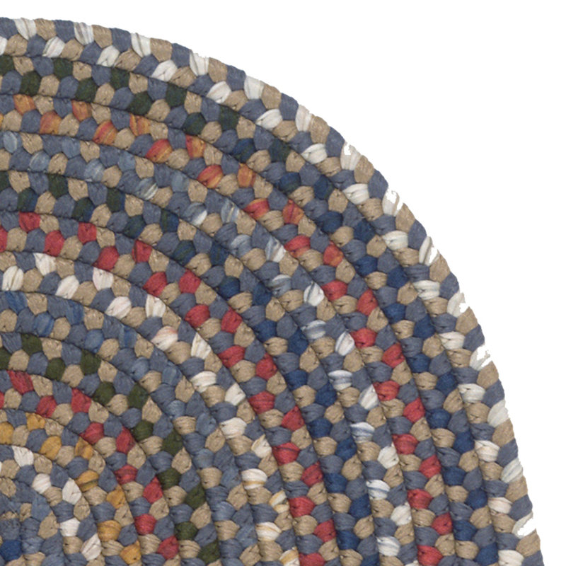 Tapis de cuisine Shick, Demi-cercle 1 pi 6 po x 2 pi 6 po, Bleu / Brun