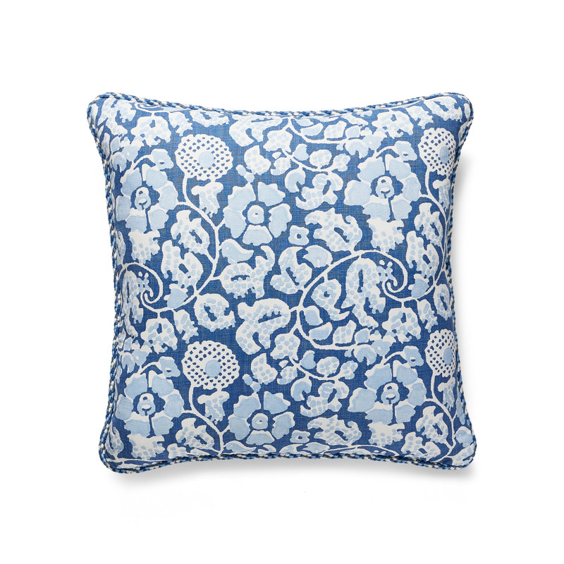 Folklore Linen Square Pillow Cover & Insert, Denim