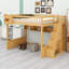 Lit mezzanine en bois avec escalier et garde-robe-2061045638