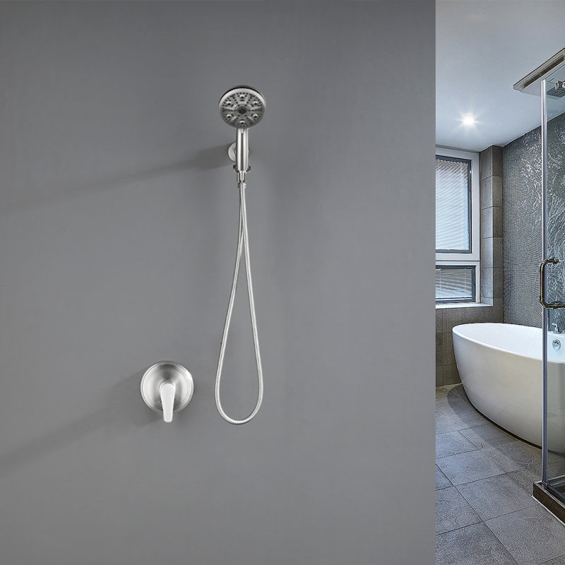 Volume Control Shower Faucet with Rough in-Valve, Brushed Nickel