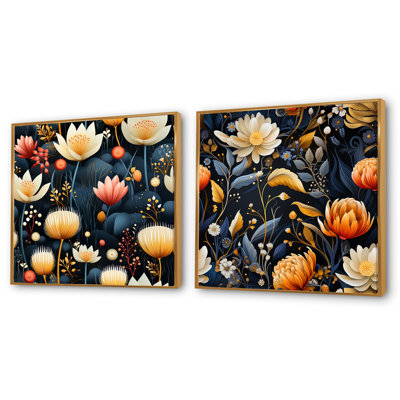 «Blue Multicolor Garden Blooms Floral», ensemble de 2 collages carrés