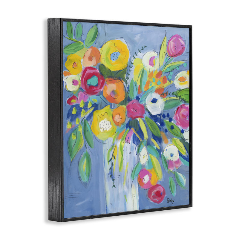 Giclée encadrée «Cheerful Blossom Energy» par Krinlox, H 14 po x l 11 po, Giclée encadrée noir minuit