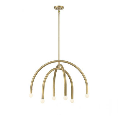 Lustre 6 lumières Meridian en laiton naturel