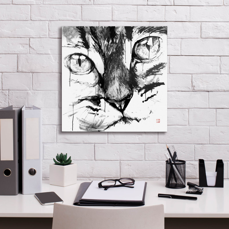 'Cat Face' by Pechane, Canvas Wall Art, 18" H x 18" W