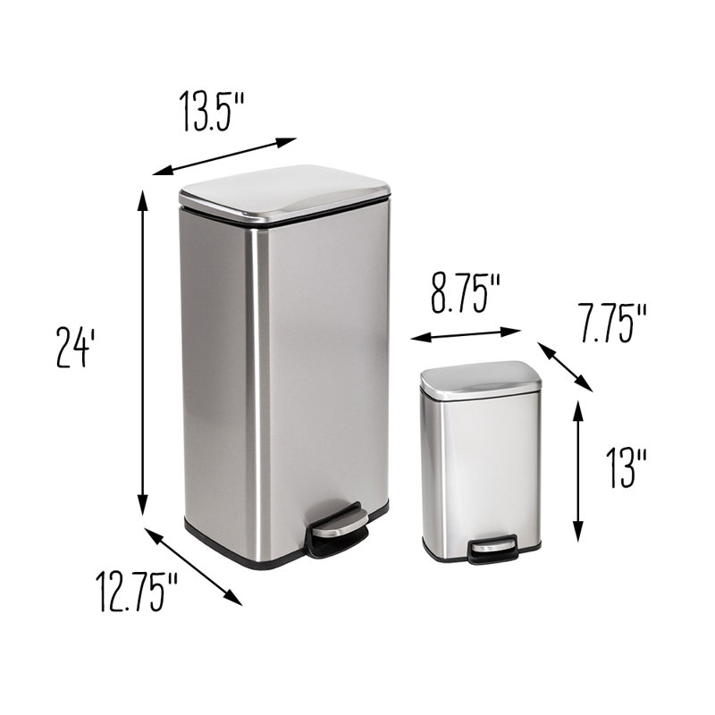 Poubelle à pédale 7,92 gallons en acier