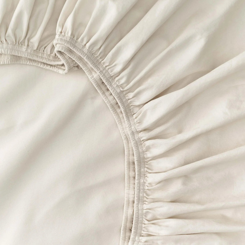 Double Stitch 100% Cotton Sheet Set, Coconut Milk, California King Sheet Set with 2 Pillowcases