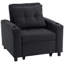 3-in-1 Single Sofa Bed, Pull-Out Sleeper Chair Bed, 95x190cm Black Faux Linen, 3-Position Backrest