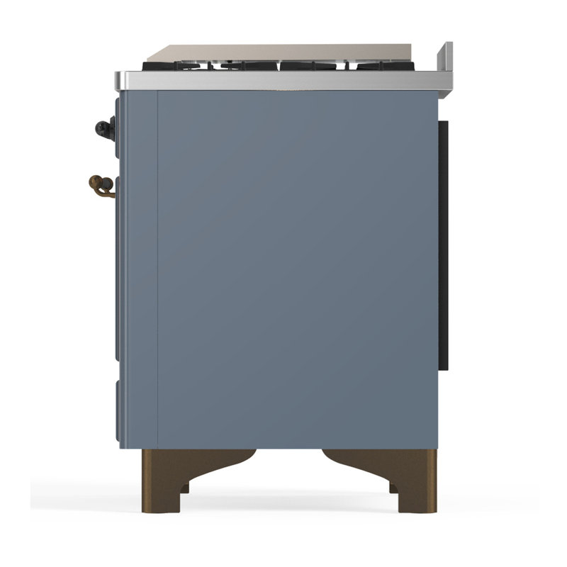 Majestic III Series 40 Inch Dual Fuel Range with 6 Sealed Burners, Griddle, in White (Natural Gas, Copper Trim), Blue Gray