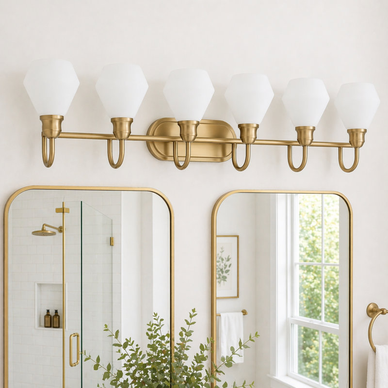 Éclairage de salle de bain à intensité variable 6 lumières, Or brossé