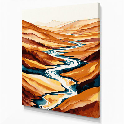 "Watercolor Landscape" 72, art mural sur toile beige